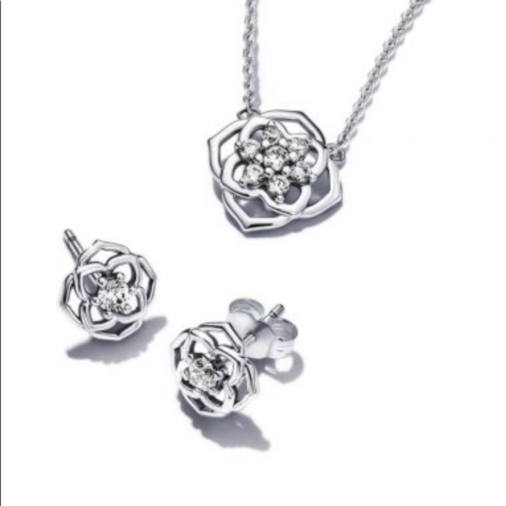 Pandora “Rose Petal” Necklace & Earring set Item #: 20158838